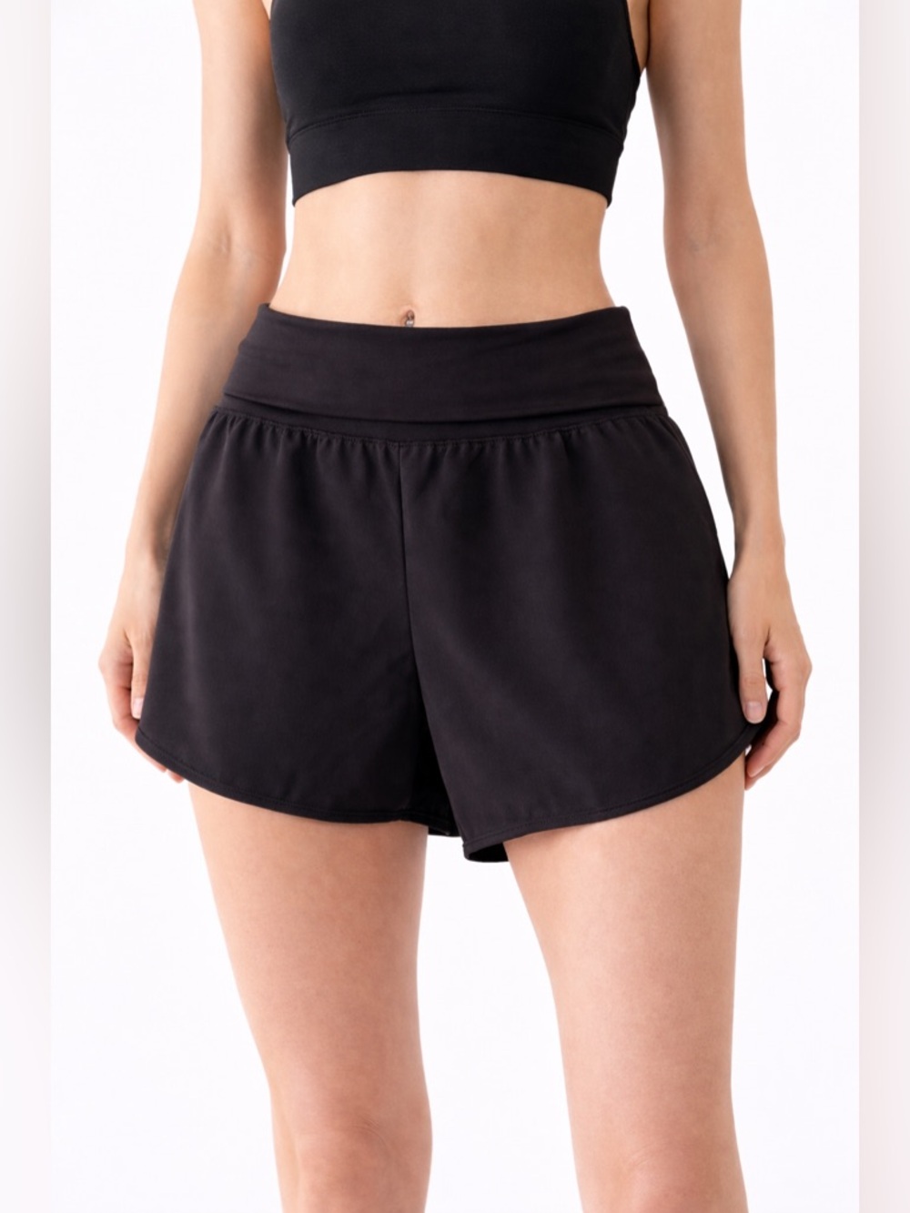 Zenana Outfitters Black High-Waist‎ Athletic Shorts